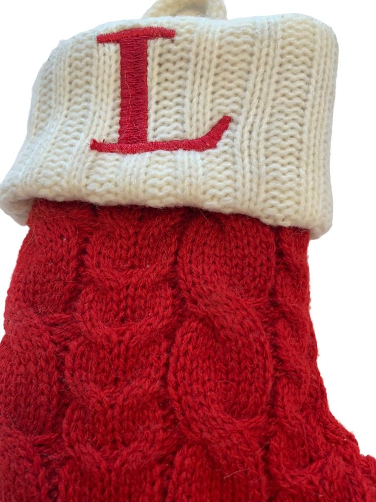 St. Nicholas Square Mini 7" Knit Monogram Christmas Stocking "L"