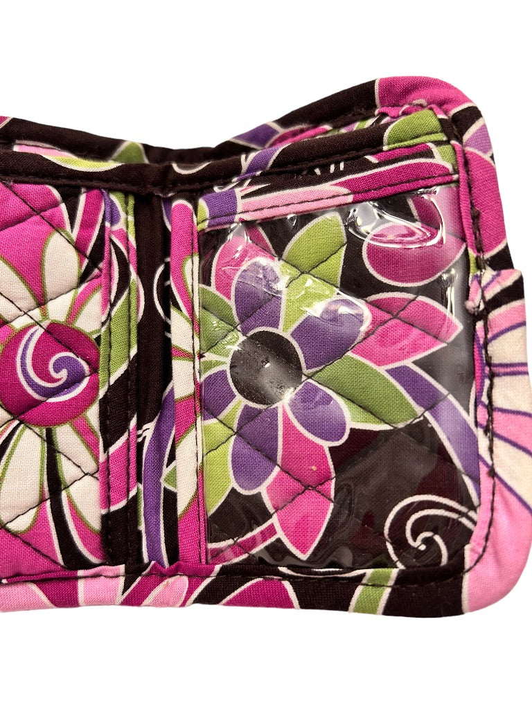 Vera Bradley Purple Punch Pattern Trifold Wallet Hook and Loop Closure