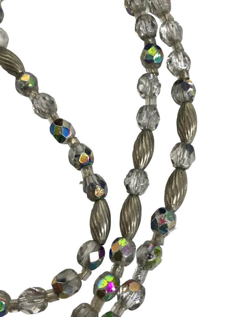 Glass Beaded 19" Necklace Sterling Silver Heart Pendant Toggle Closure