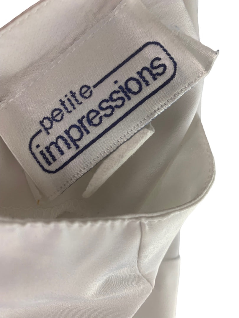 10P Petite Impressions Women's Vintage 90s Short Sleeve Pullover White Blouse