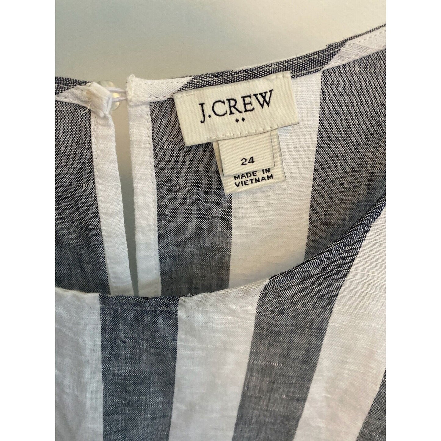 24 W J. Crew Linen Blend Crop Striped Blouse Tie Waist Sleeveless