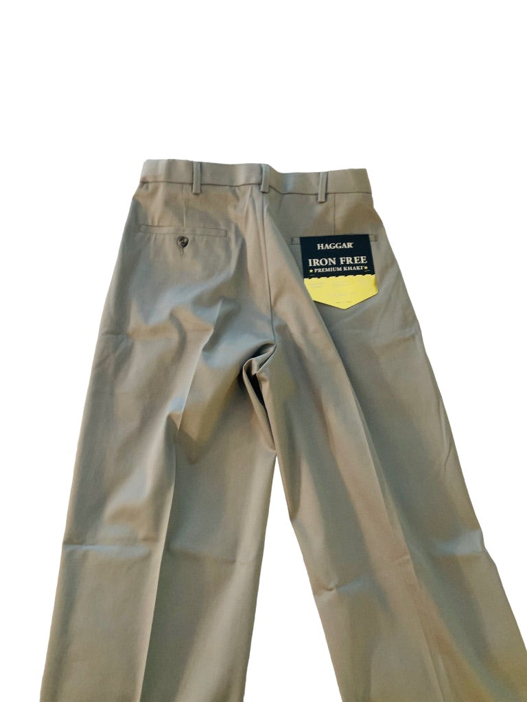 32 x 32 Haggar Men's Iron Free Premium Khaki Pants Gray Comfort Fabric New