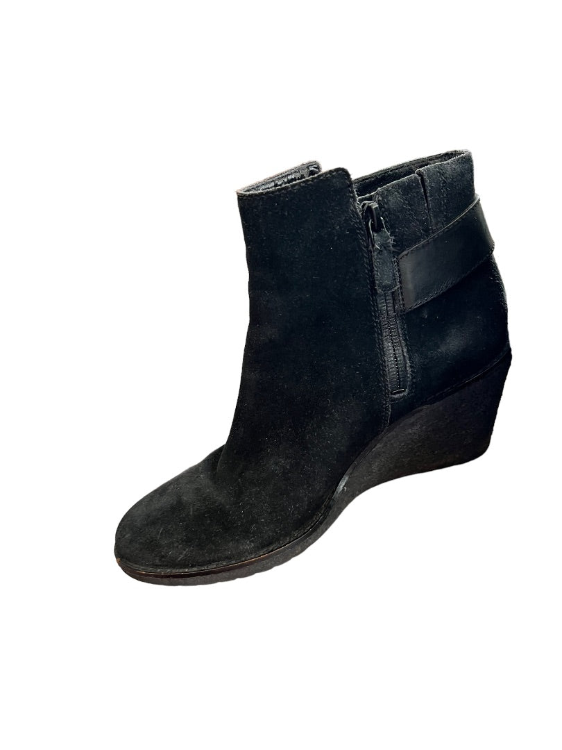 7.5 Cole Haan Black Wedge Suede Booties *Flaws