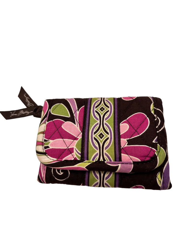 Vera Bradley Purple Punch Pattern Trifold Wallet Hook and Loop Closure
