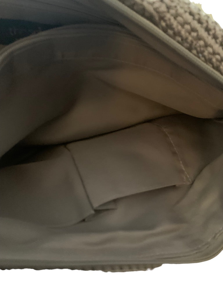 The Sak Collective Gray Stripe Classic Crochet Tote Zip Top Lined Tassels