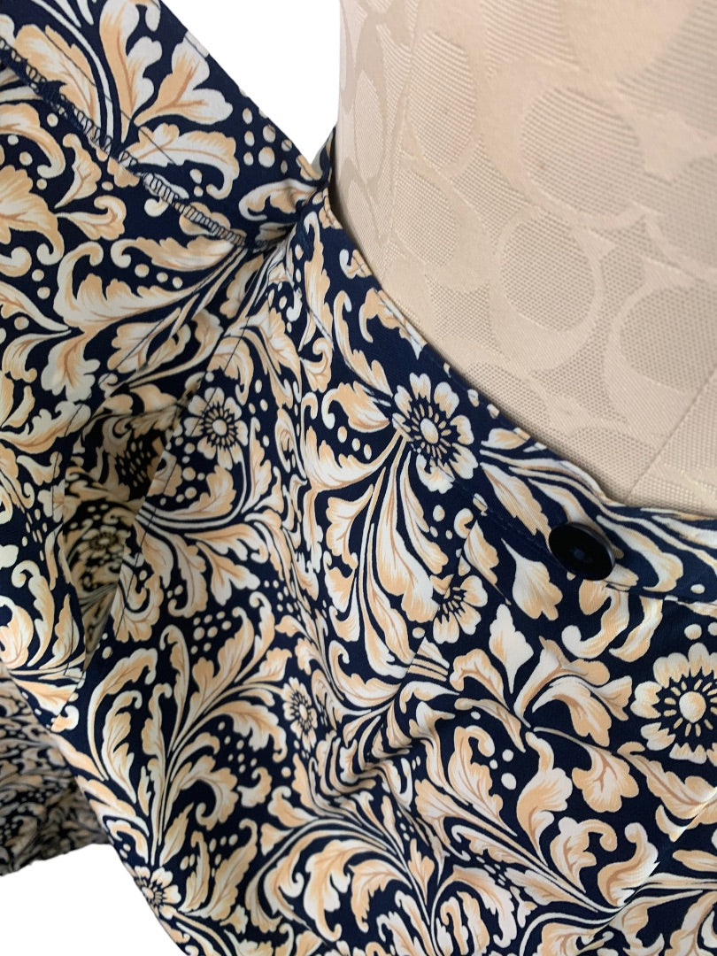 6 Worthington Yellow Navy Blue Skirt Knee Length Skirt New