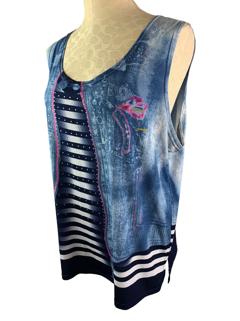 XXL Modelia Women's New Blue Twin Set Mesh Jacket Denim Design
