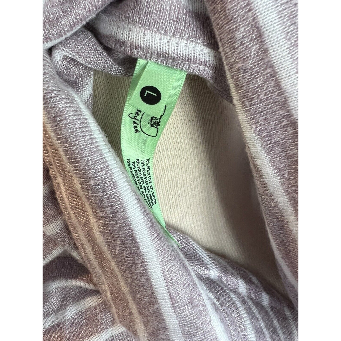 Large Honeydew Mauve Striped Tie Front Button Down Blouse