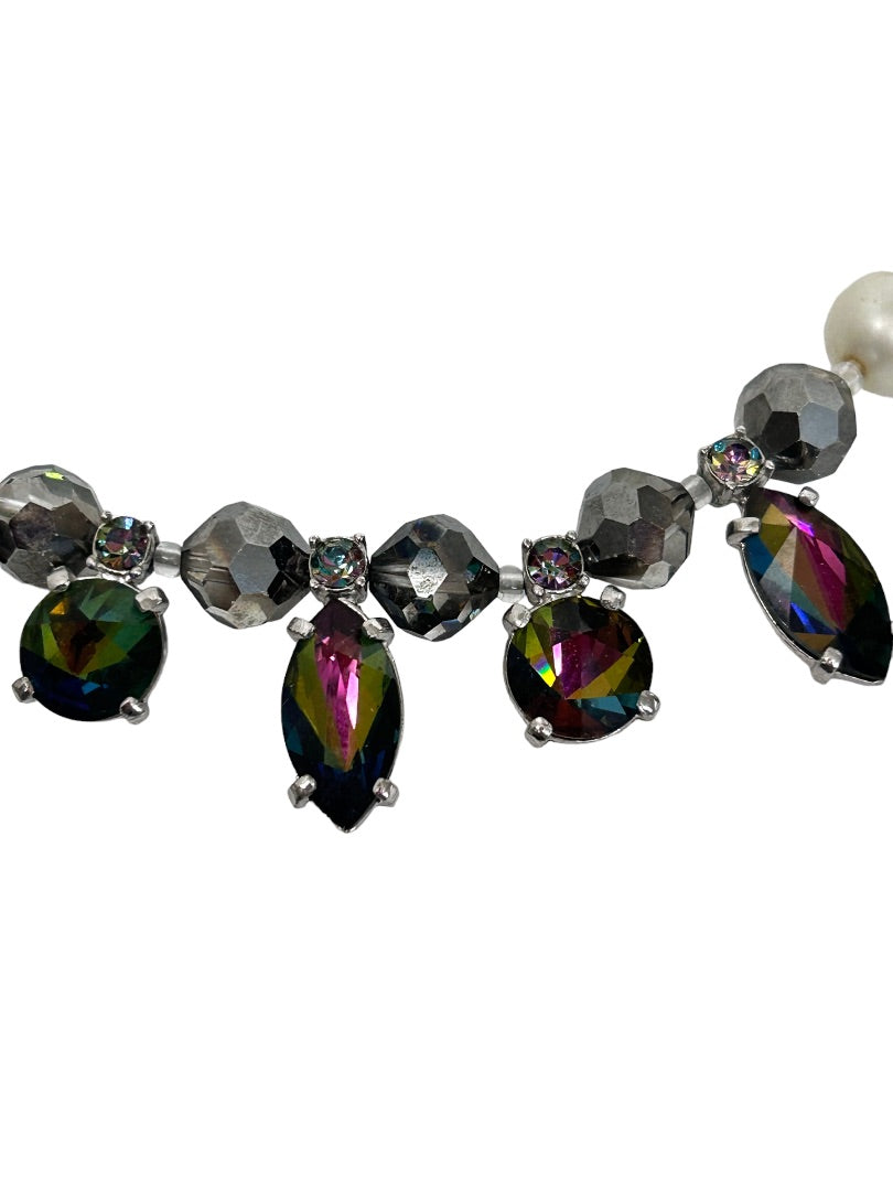 Vintage Faux Pearl Crystal 17" Necklace Hook Closure