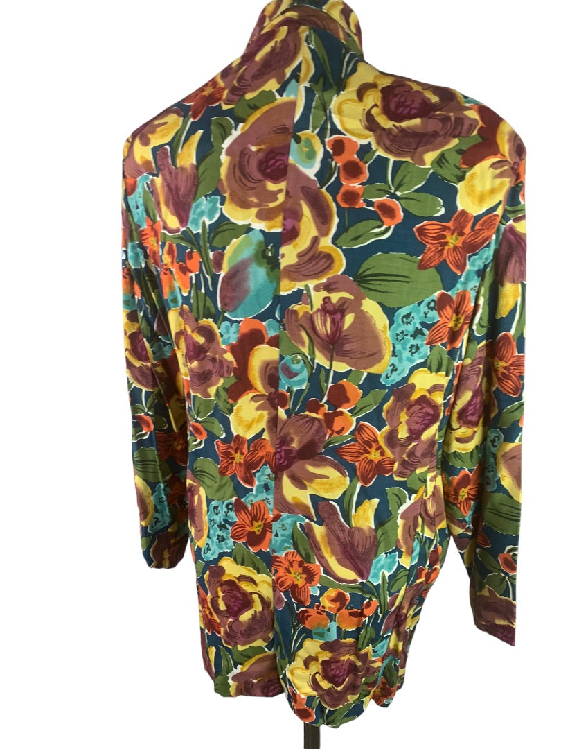 Medium Rampage Women's Vintage 80s Single Button Blazer Jacket Floral