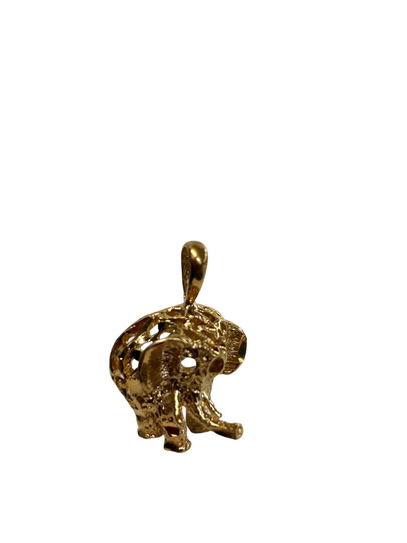 Small Goldtone Elephant Pendant Charm Pierced Design .75" Drop