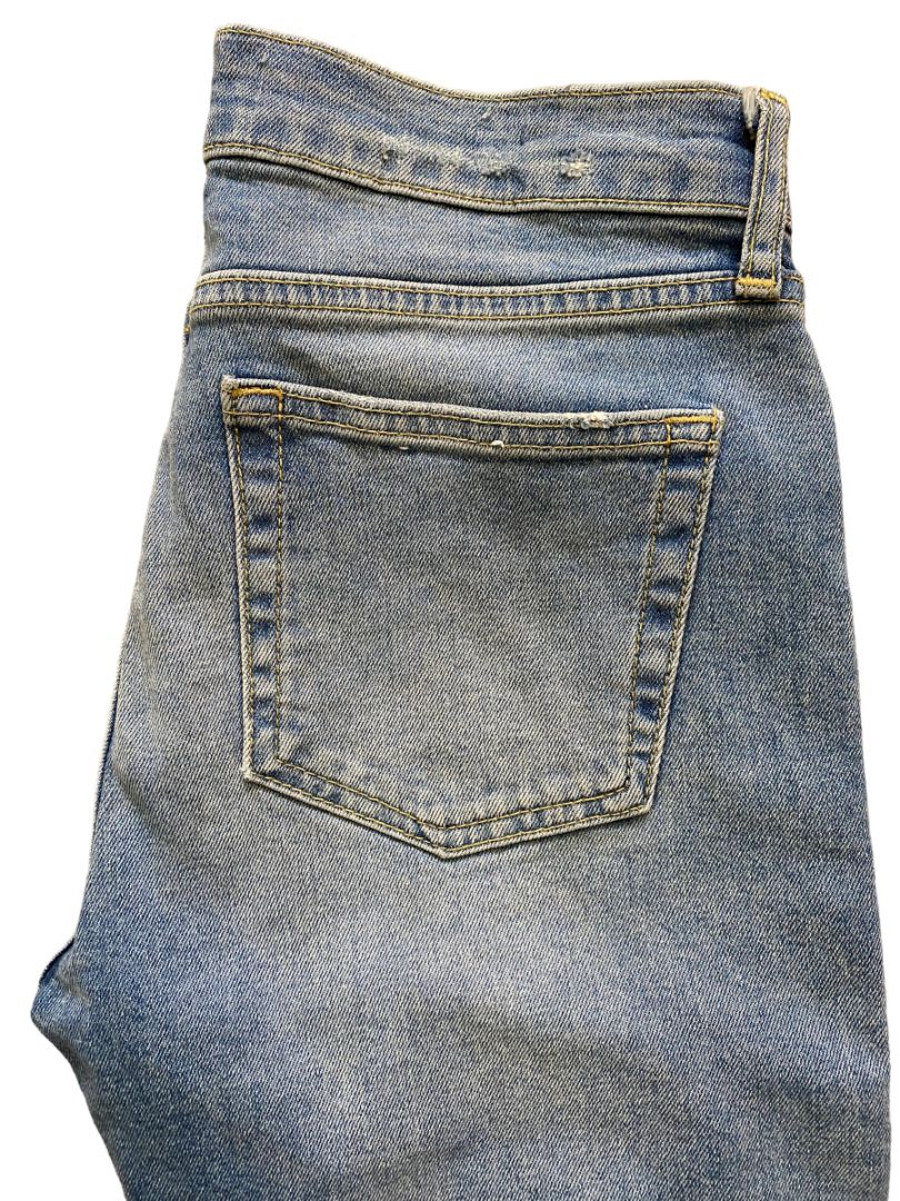 Anthropologie Pilcro Slim Straight Jeans Size 27 Raw Hem Lace Up Denim