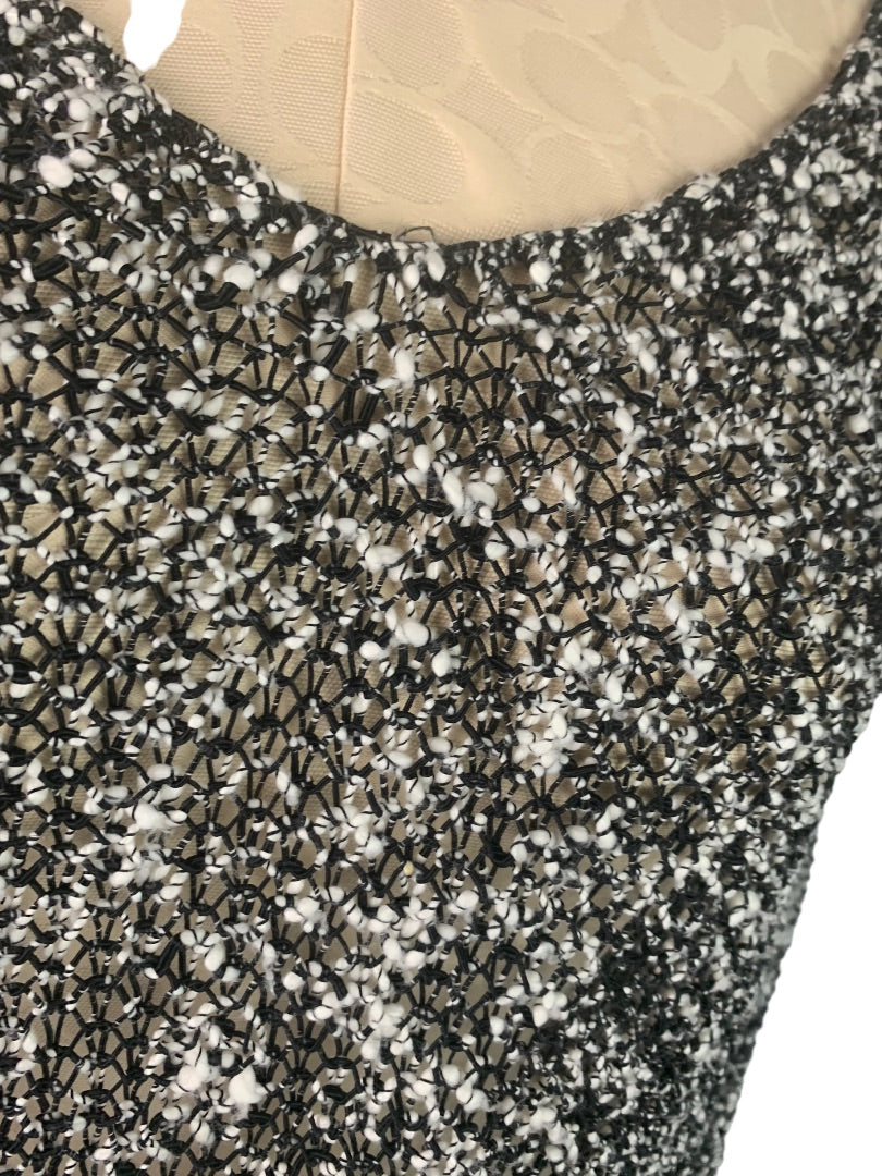 XL Chico's Black Women's White Loose Woven Sweater Lagenlook V-Neck