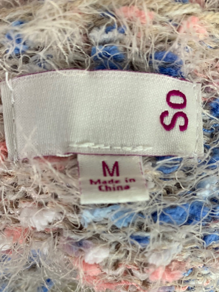 Medium So Fuzzy Women's Sweater Gray Blue Pink Soft Comfy