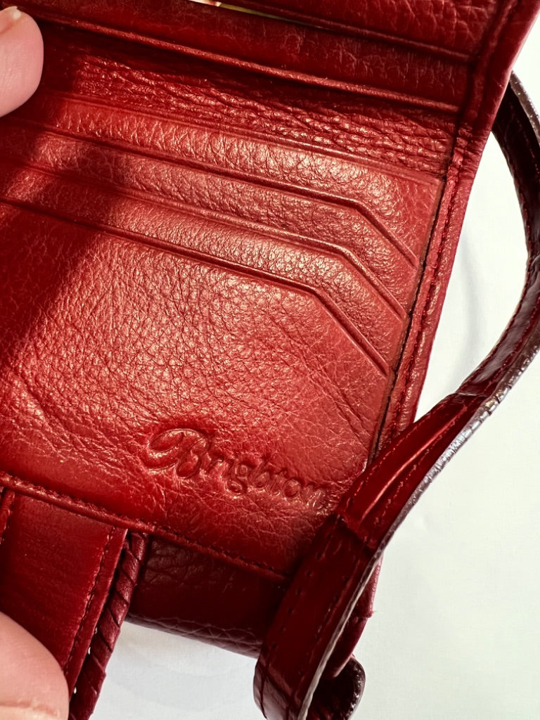 Brighton Red Leather Small Crossbody Convert To Wallet EUC