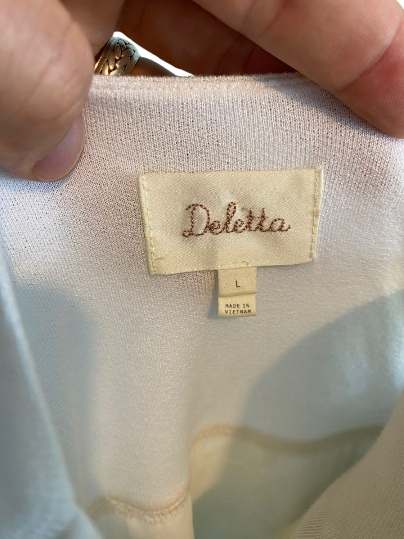 Large Deletta White Hi-Lo Floral Lace Back Tunic Blouse Anthropologie