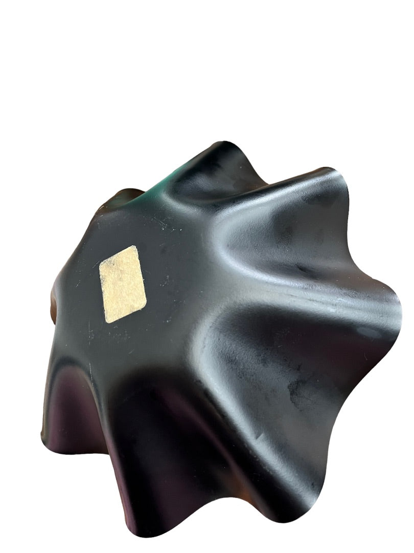 Scalloped Decorative Bowl Plastic Base Coated Fabric Floral Interior 9.75" Diameter