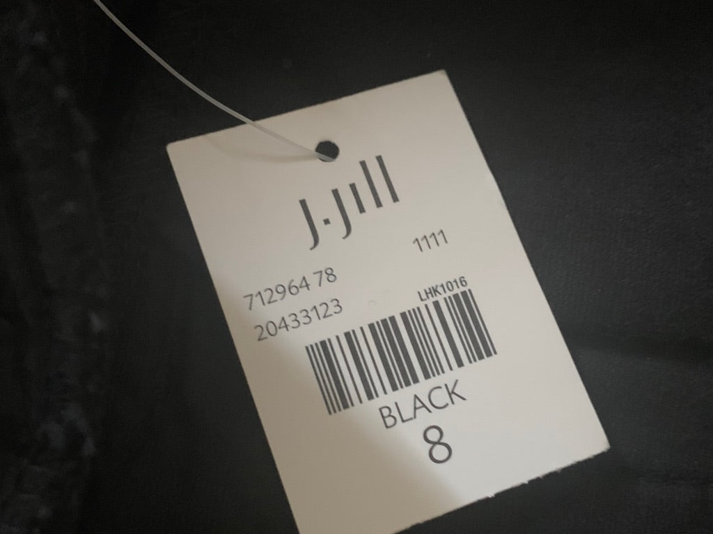 8 J.Jill Black Velvet New Straight Pencil Skirt Front Zip. 19" Length