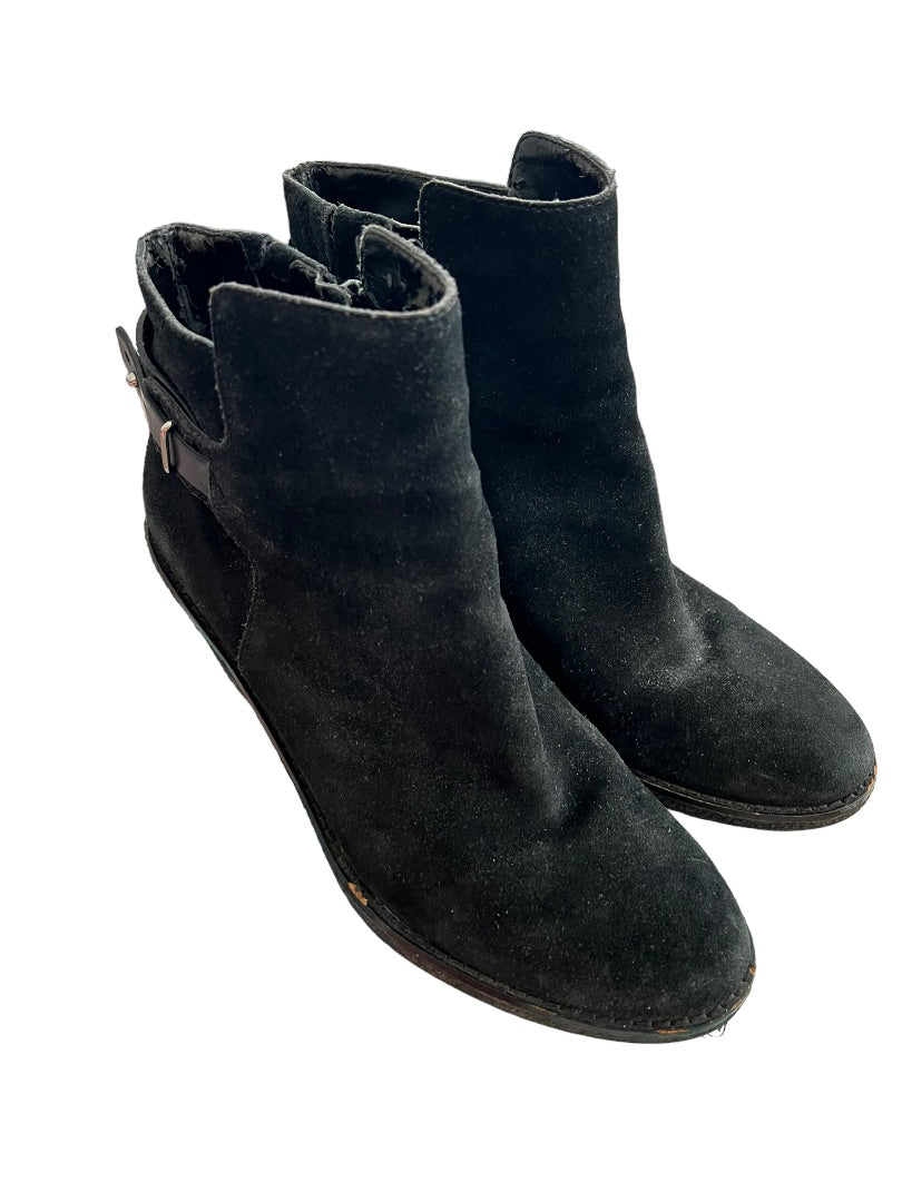 7.5 Cole Haan Black Wedge Suede Booties *Flaws