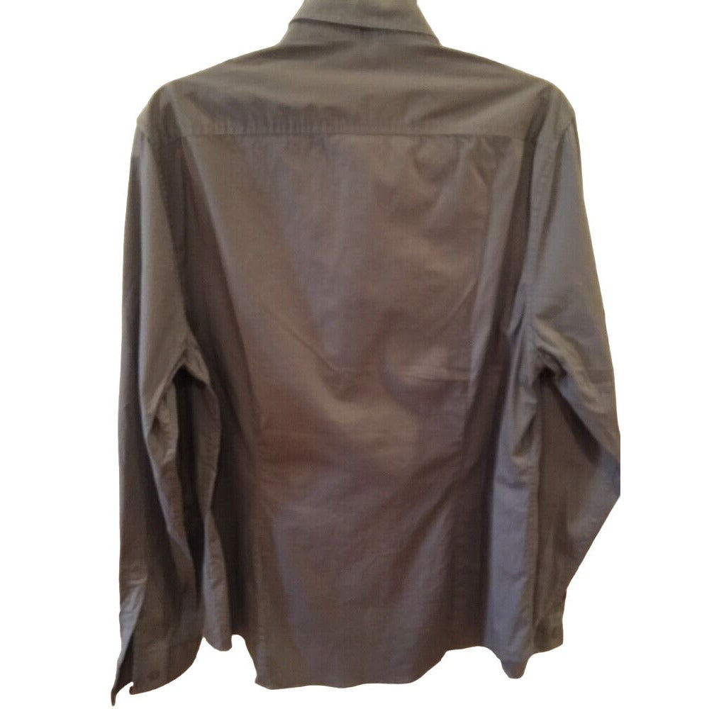 Large Kenneth Cole Men's Gray Casual Button Up Shirt Front Pockets