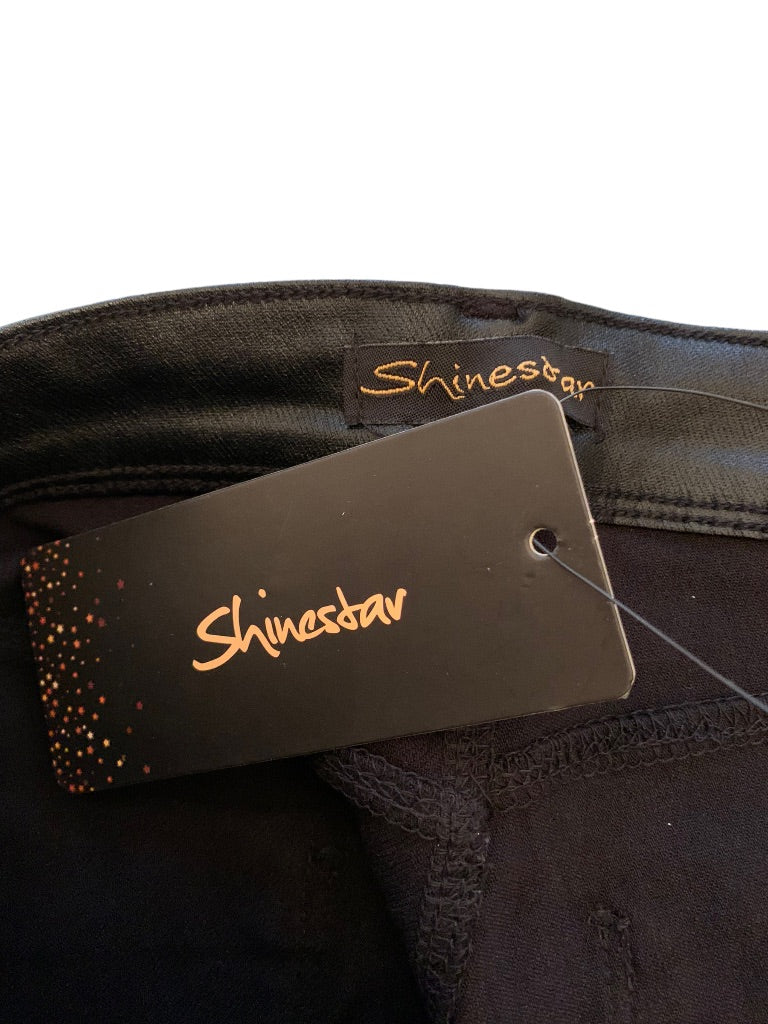 3X Shinestar Junior Women's Black Coated Stretch Jegging New