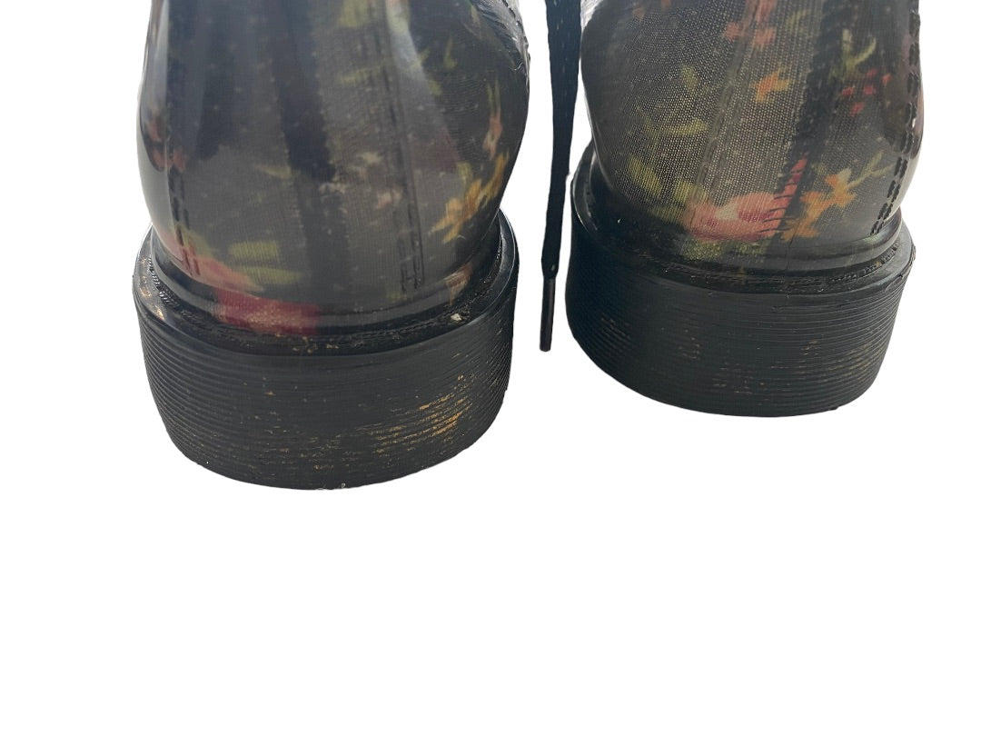 8 Bongo Floral Lace Up Lug Sole Boots Clear Rubber Coating