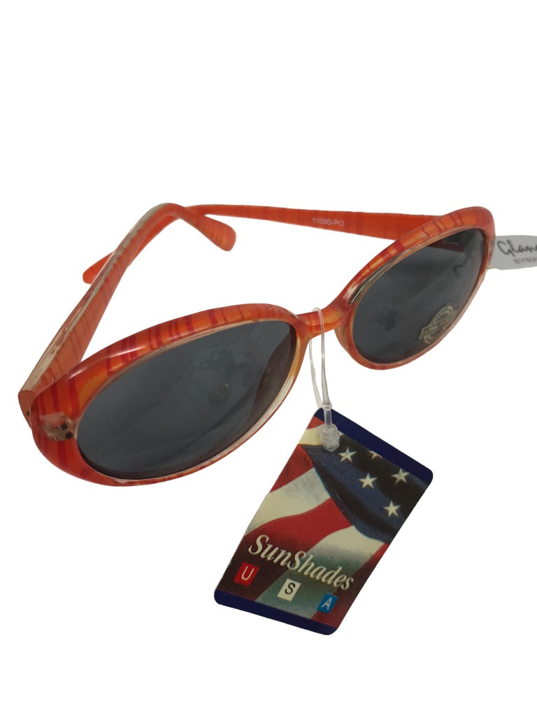 Red Orange Stripe Children's Youth New Glance Sunglasses Oval UV400 Protection 11090-PO