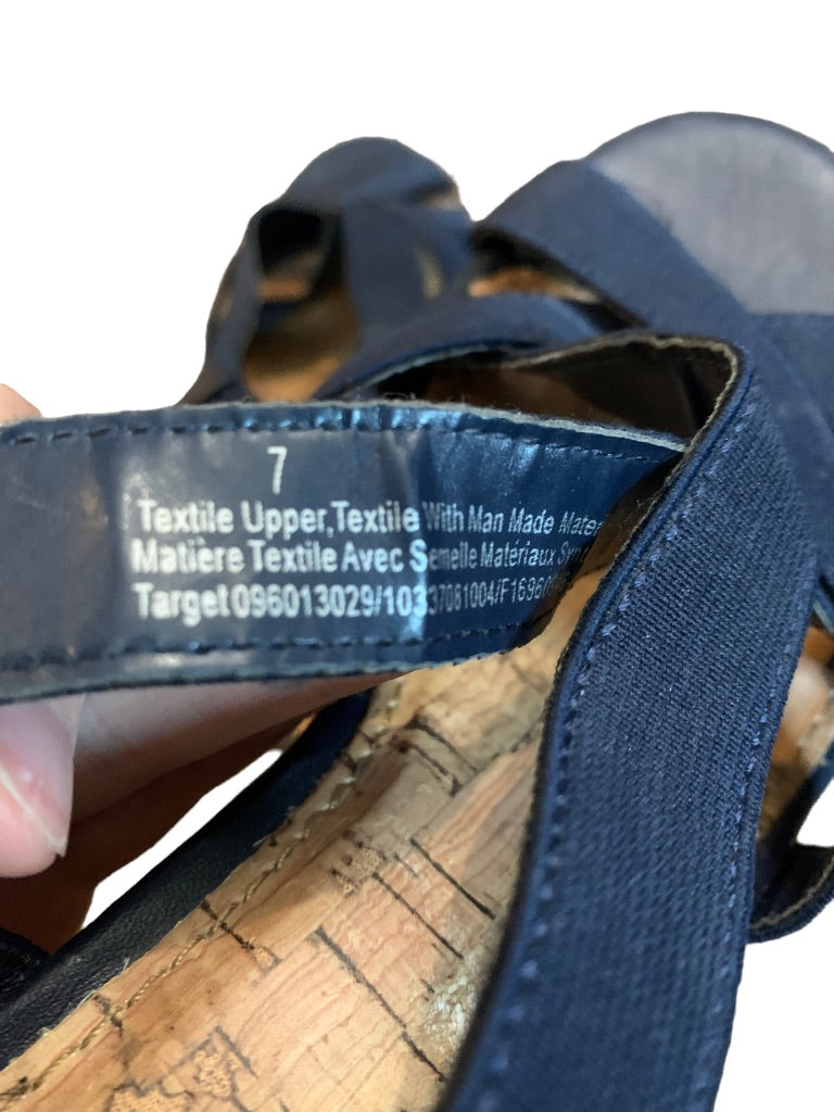 7M Merona Women's Navy Blue Espadrille 3" Wedge Sandals