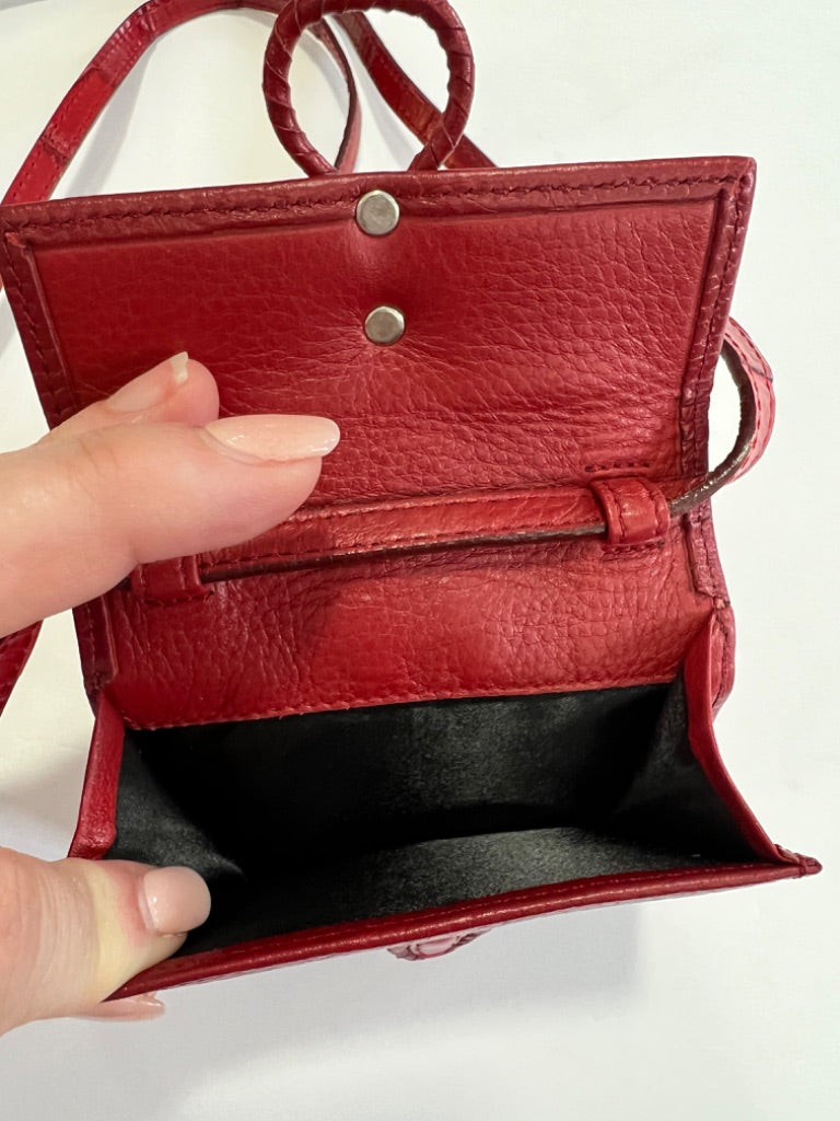 Brighton Red Leather Small Crossbody Convert To Wallet EUC