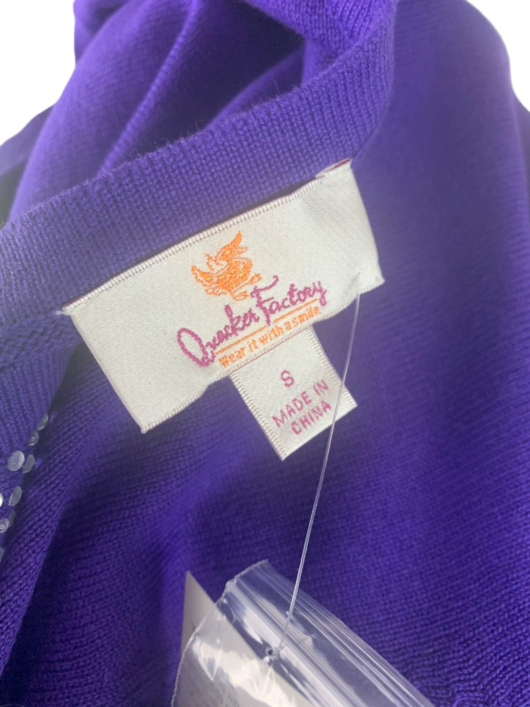 Small Quacker Factory Women's New Purple Embellished Cardigan Sweater