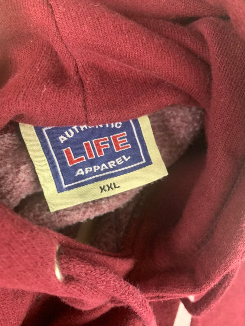 XXL Adult Pullover Burgundy Hoodie Lacrosse Wisconsin Pocket Unisex