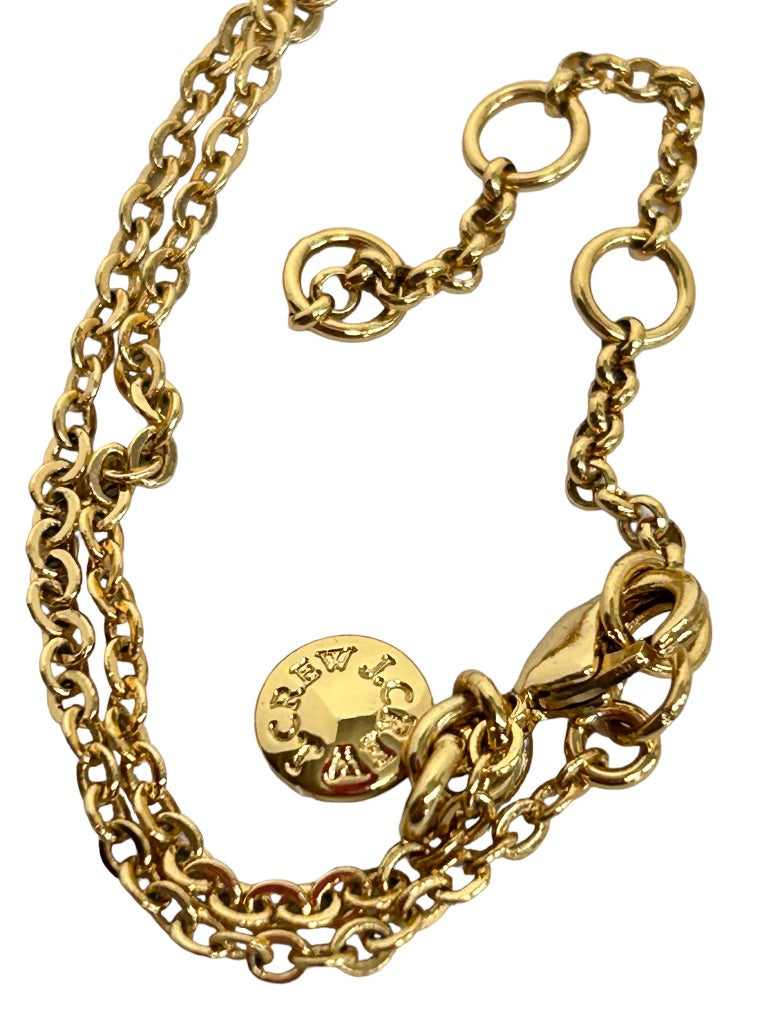 J.Crew Goldtone 16-18" Necklace Fabric Metallic Gold Tassels Lobster Clasp