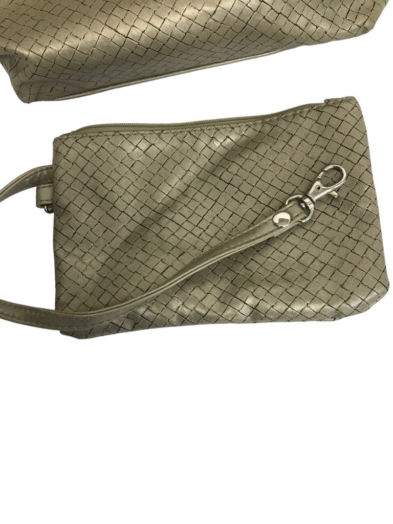 Bueno Gold Faux Leather Shoulder Bag Woven Look and Detatchable Change Purse