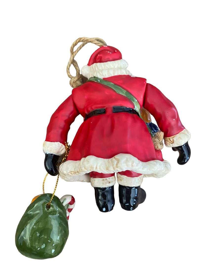 Hanging Santa Claus Ceramic Painted Ornament Toy Bag