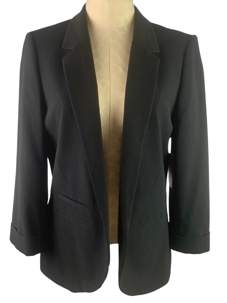 14 Isaac Mizrahi New York Women's Prague Black Blazer Open Front New
