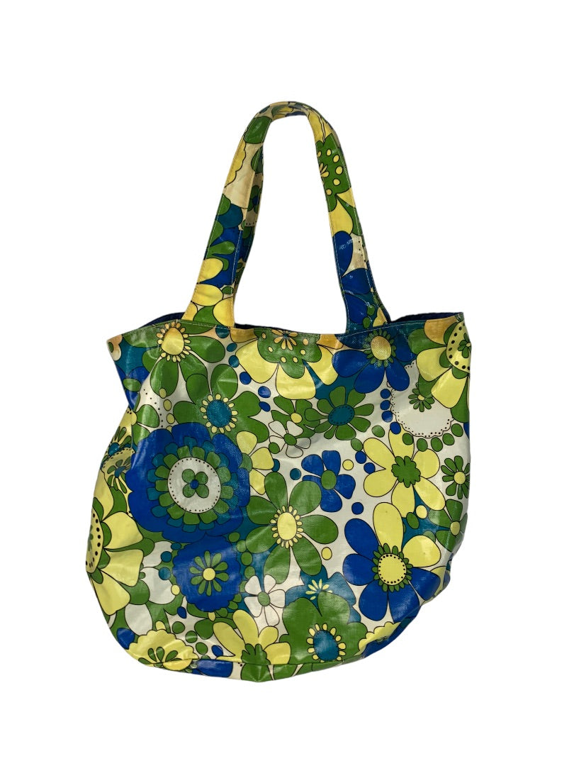 Bueno Retro Print Tote Shoulderbag Green Yellow Blue Floral Print