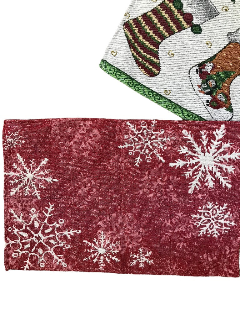 Set of 3 Woven Holiday Christmas Placemats Table Linens Stockings Trees