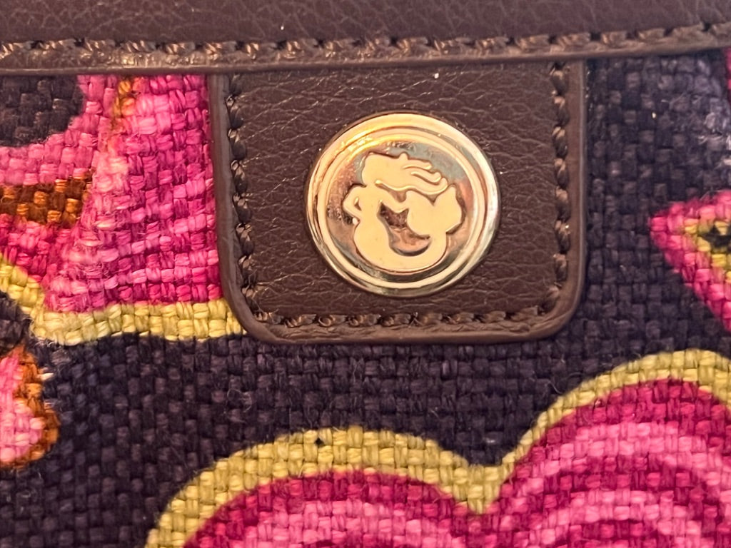 Spartina Pleated Wristlet in Purple Floral Linen 6.5" x 4.25"