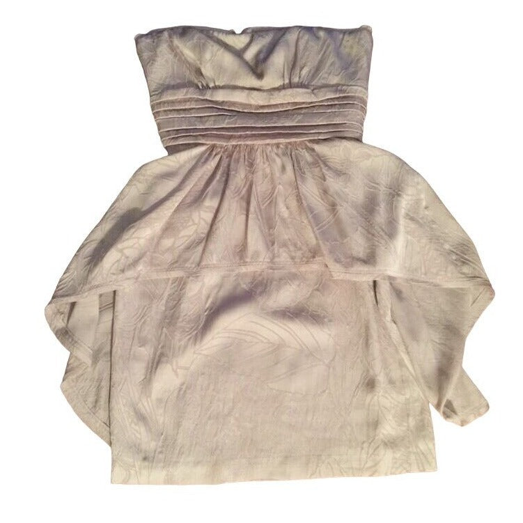 0 BCBG Max Azria Tan Strapless Dress Textured Lined Gorgeous