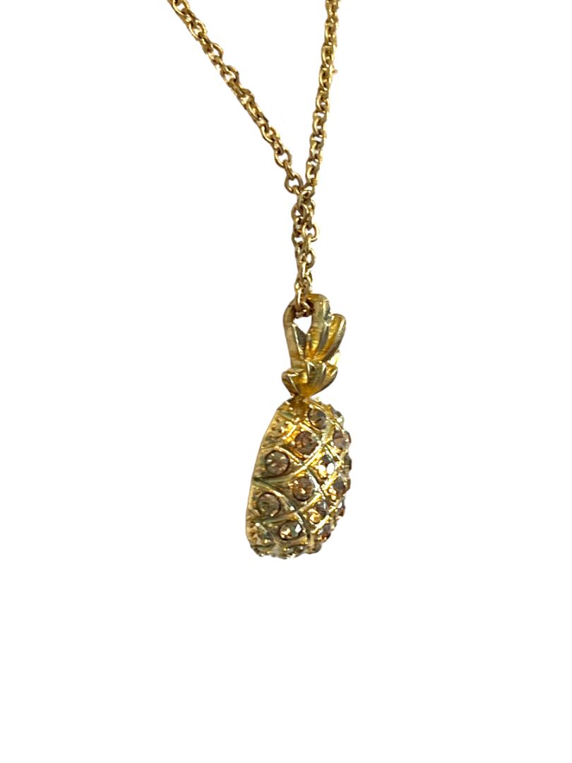 , preview full size image J. Crew Pineapple Passion Gold with Amber Crystals Pendant Necklace EUC