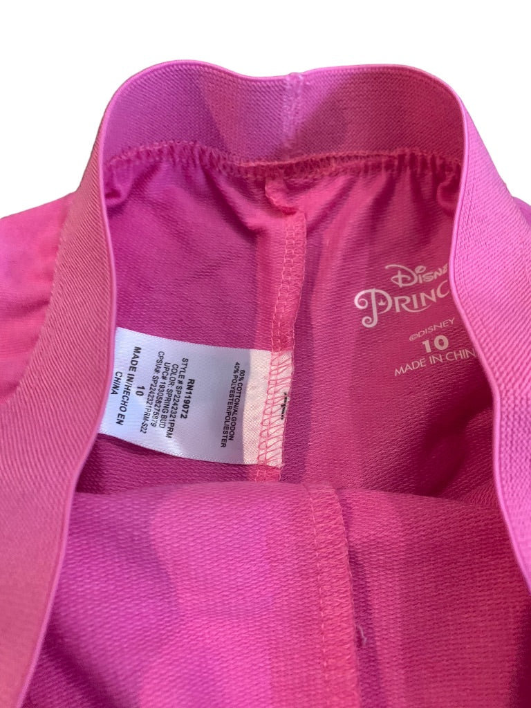 10 Disney Princess Girls Youth Pink Shorts Pull On Green Trim