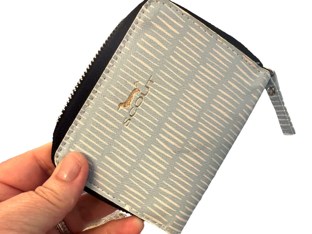 Scout Blue and White Zip Around Wallet 2 Open Slots 4.5" x 3.5"