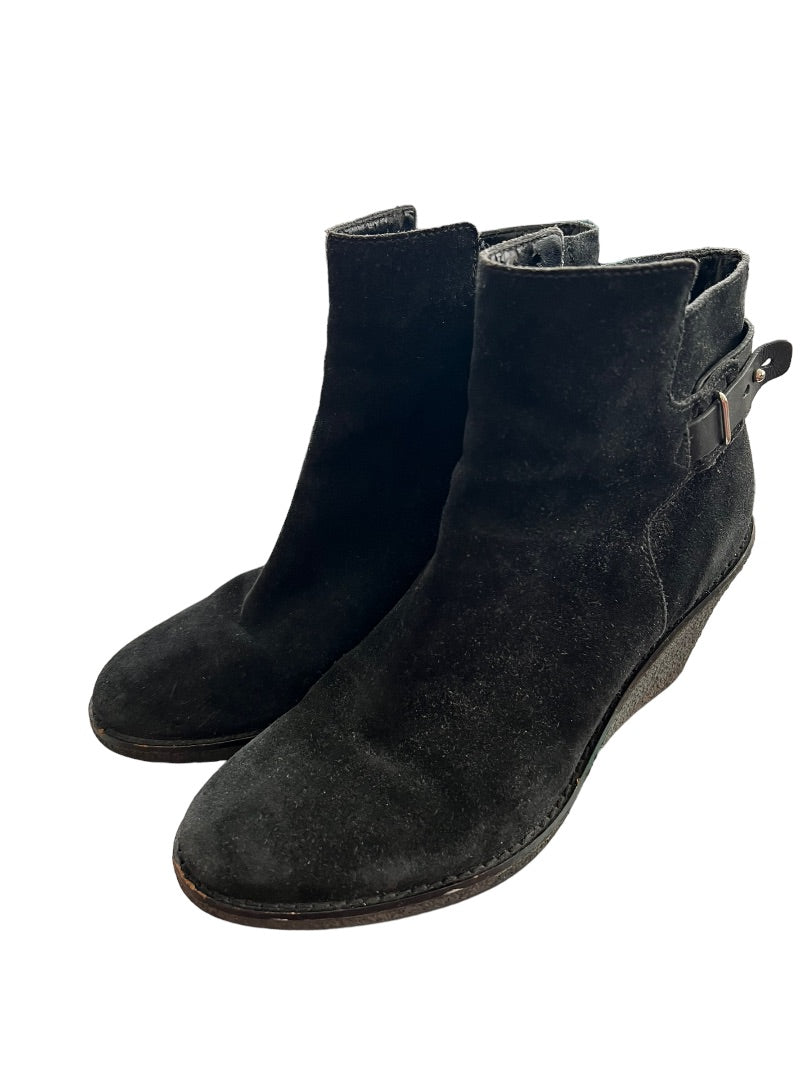 7.5 Cole Haan Black Wedge Suede Booties *Flaws