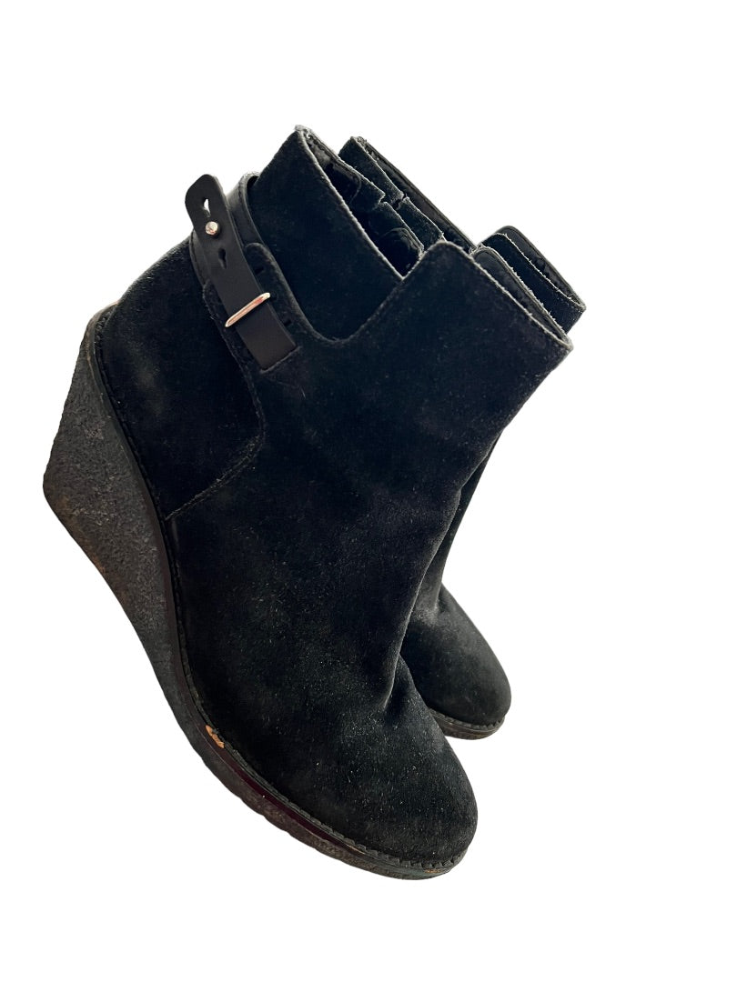 7.5 Cole Haan Black Wedge Suede Booties *Flaws