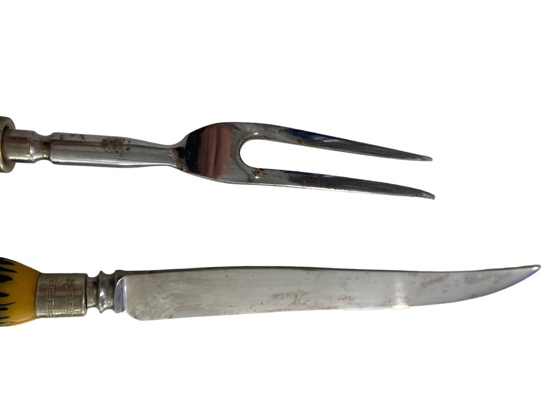 VTG 2 Pc Westall Richardson England Carving Knife Set Antler Bakelite Handles