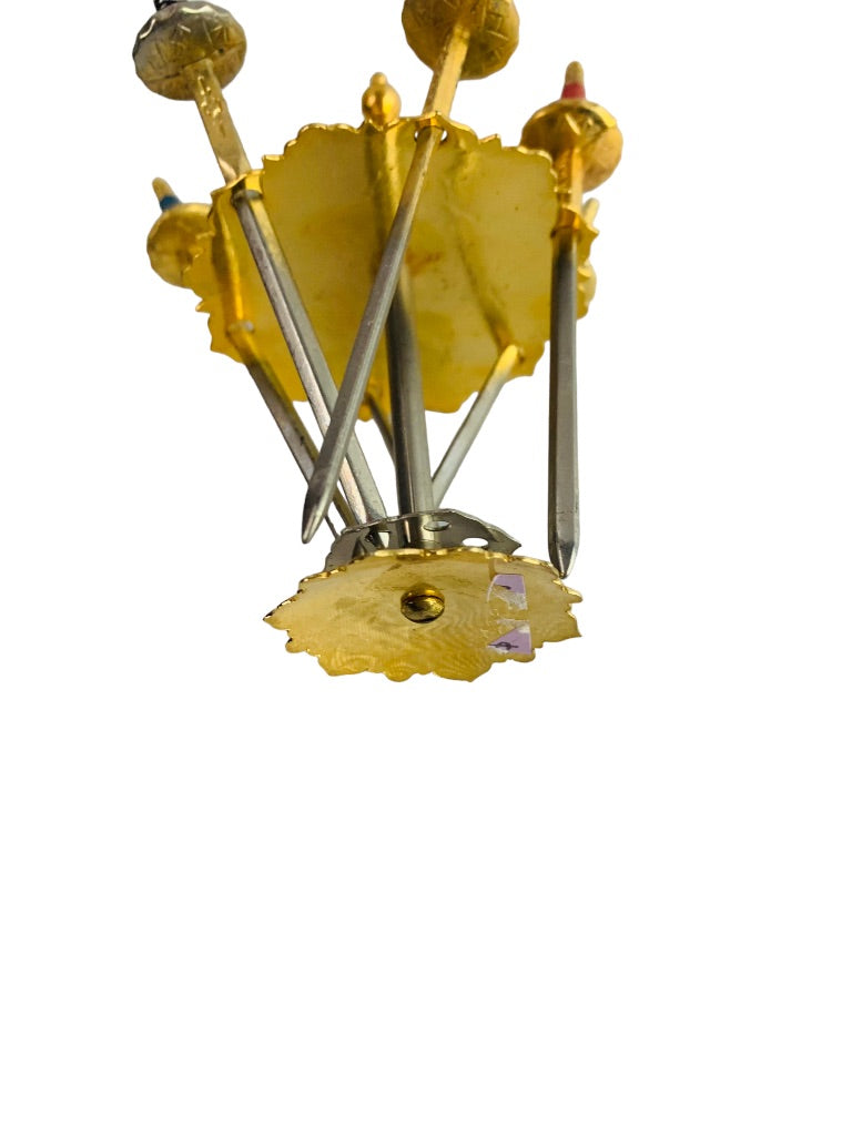 Toledoware Cocktail Swords Damascene Engraved Enamels in Stand