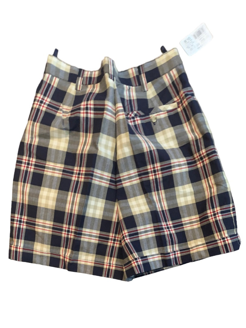 10 Izod Women's Plaid Vintage 1980s Golf Shorts New Cream Navy
