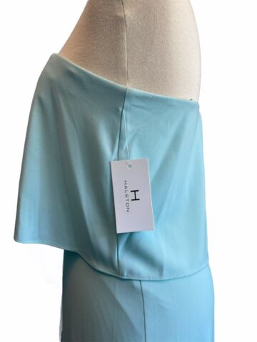 4 Halston Heritage Women's Strapless Hi-lo Flounce Dress Green Sea foam NWT