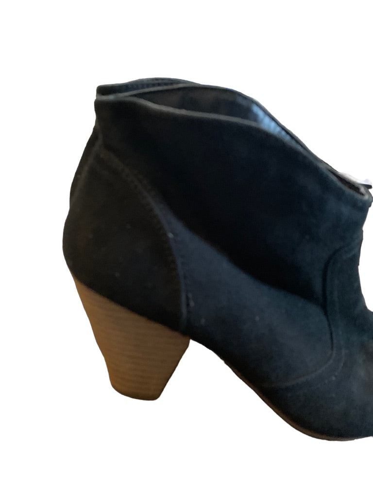 7.5 Just Fab Women's Faux Suede Black Stack 2.5" Heel Booties Pull On