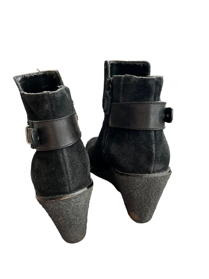 7.5 Cole Haan Black Wedge Suede Booties *Flaws